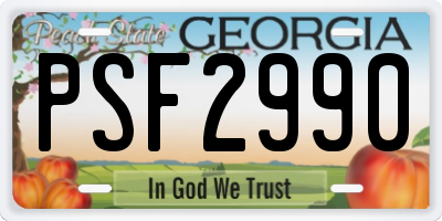 GA license plate PSF2990