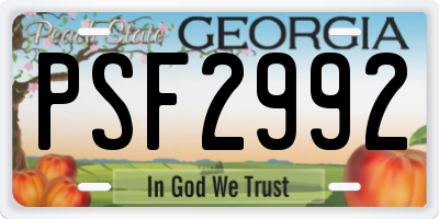 GA license plate PSF2992