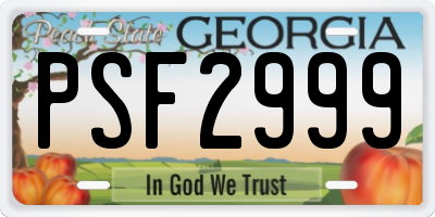 GA license plate PSF2999