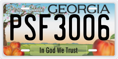 GA license plate PSF3006