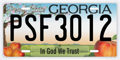 GA license plate PSF3012