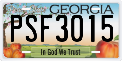 GA license plate PSF3015