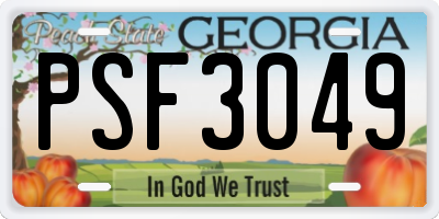 GA license plate PSF3049