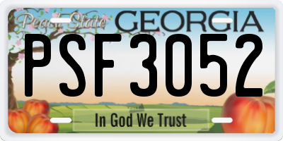 GA license plate PSF3052