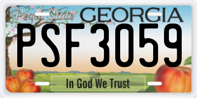 GA license plate PSF3059