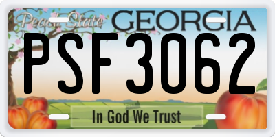 GA license plate PSF3062