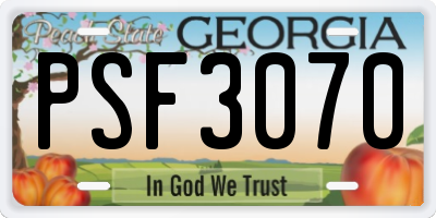GA license plate PSF3070