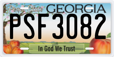 GA license plate PSF3082