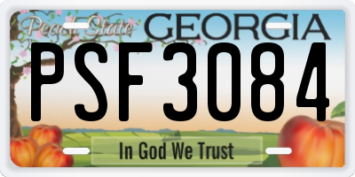GA license plate PSF3084