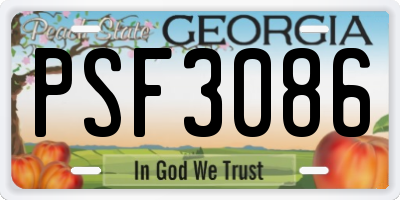 GA license plate PSF3086