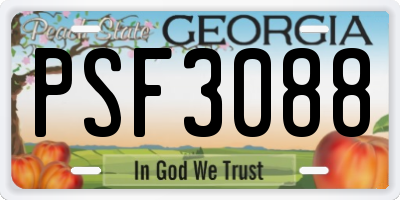 GA license plate PSF3088