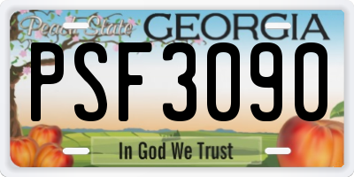 GA license plate PSF3090