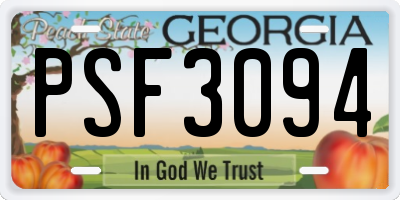 GA license plate PSF3094