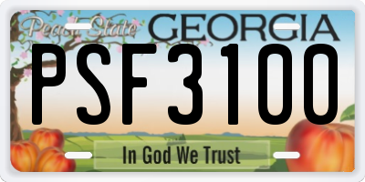 GA license plate PSF3100
