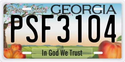 GA license plate PSF3104
