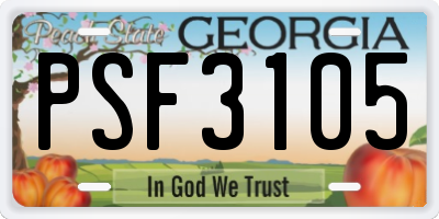 GA license plate PSF3105