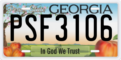GA license plate PSF3106