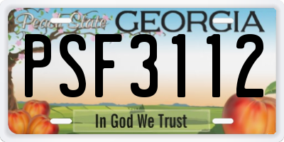 GA license plate PSF3112