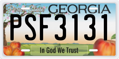 GA license plate PSF3131