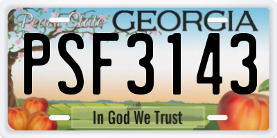 GA license plate PSF3143