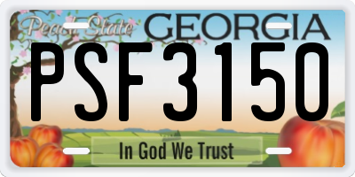 GA license plate PSF3150