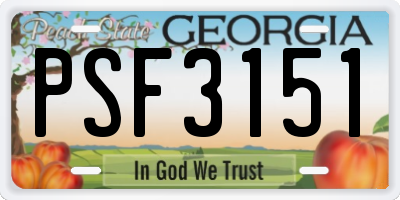 GA license plate PSF3151