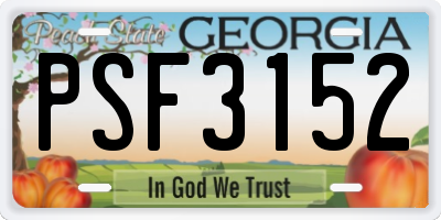 GA license plate PSF3152