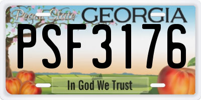GA license plate PSF3176