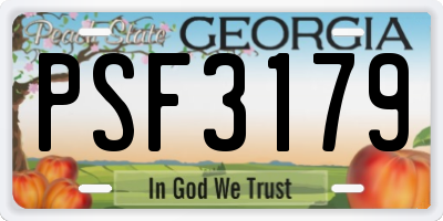 GA license plate PSF3179