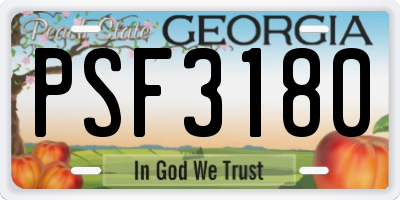 GA license plate PSF3180