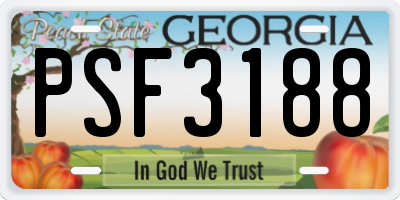 GA license plate PSF3188