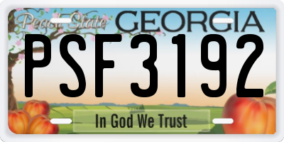 GA license plate PSF3192