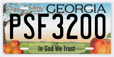 GA license plate PSF3200