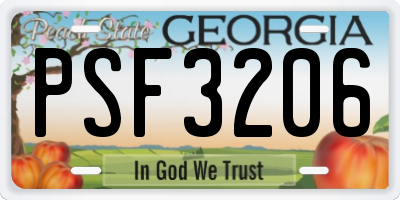 GA license plate PSF3206