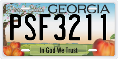 GA license plate PSF3211