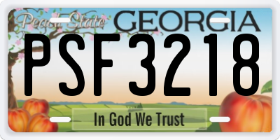 GA license plate PSF3218