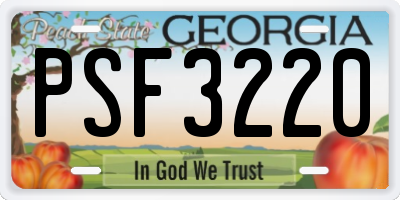 GA license plate PSF3220