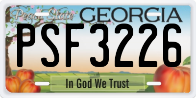 GA license plate PSF3226