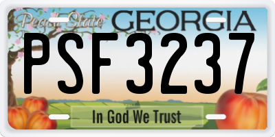 GA license plate PSF3237