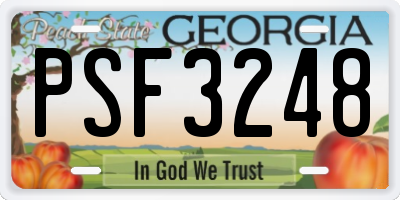 GA license plate PSF3248