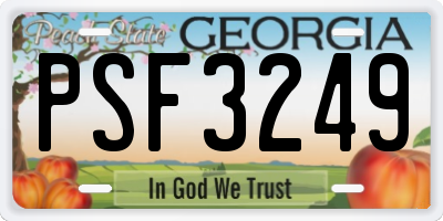 GA license plate PSF3249