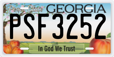 GA license plate PSF3252