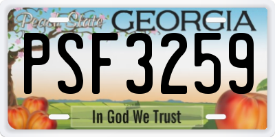 GA license plate PSF3259