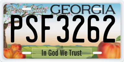 GA license plate PSF3262