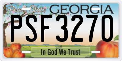 GA license plate PSF3270