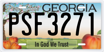 GA license plate PSF3271