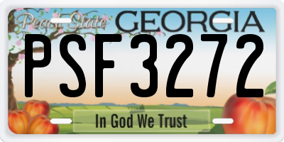 GA license plate PSF3272