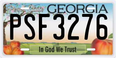GA license plate PSF3276