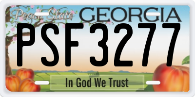 GA license plate PSF3277