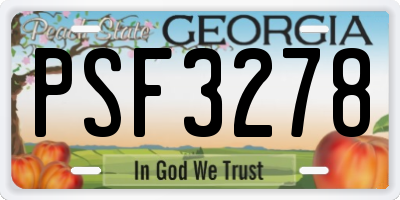 GA license plate PSF3278